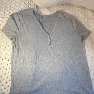 GAP Light Gray Ribbed Knit Top